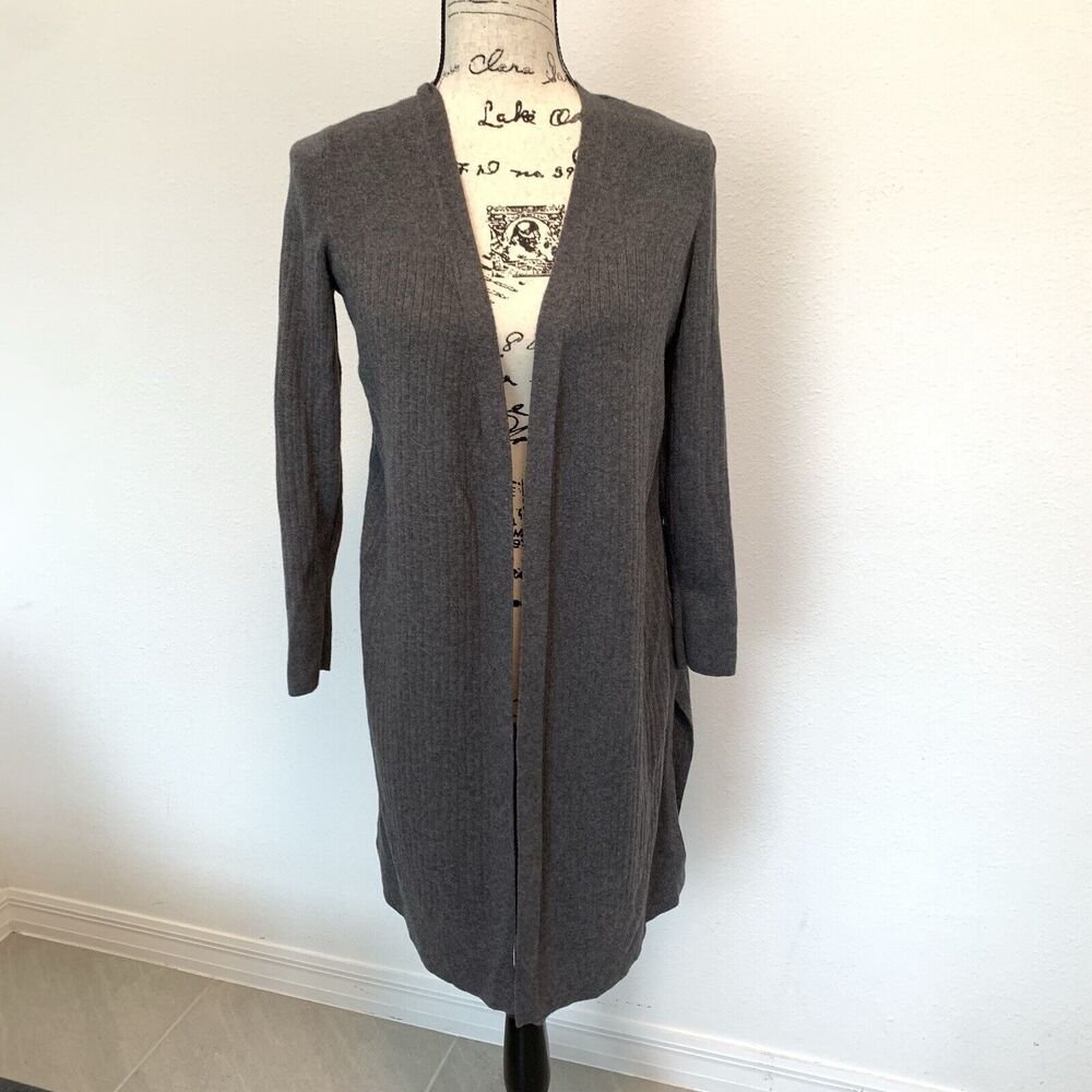 Talbots Gray Petites Long Cardigan Size P Cotton Blend